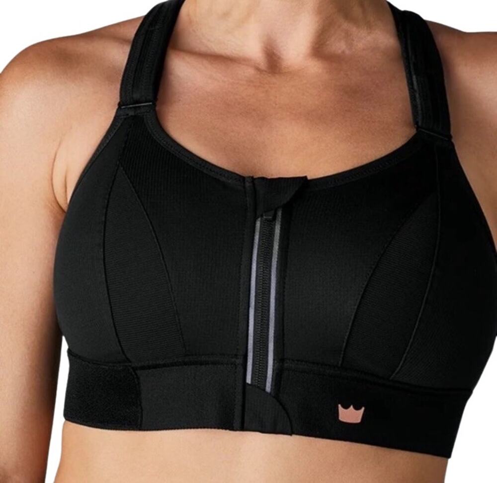 SHEFIT Ultimate Luxe Black Sport High Impact Adjustable Workout Fitness Bra L